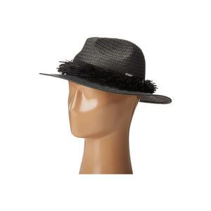 BCBGMAXAZRIA Paper Straw Fringe Panama Hat Black